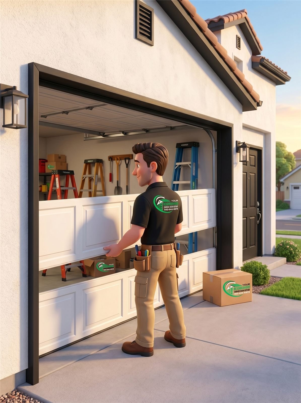 New garage door installation in DFW home