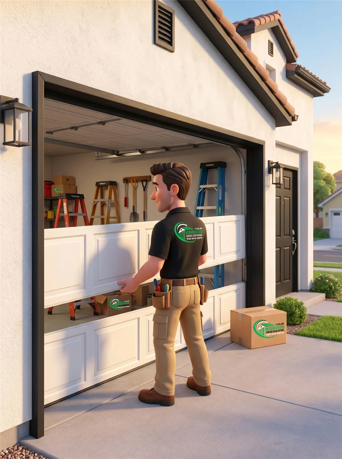 New garage door installation in DFW home
