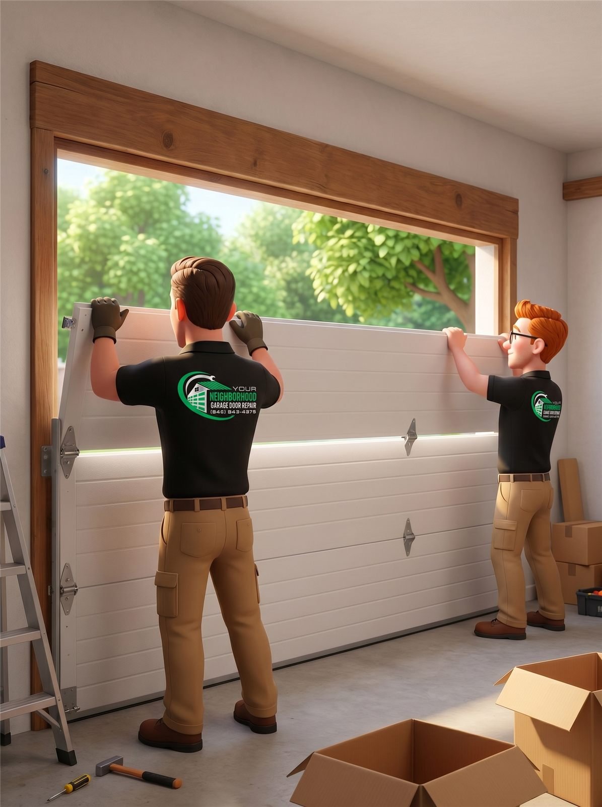 Garage door panel replacement service in DFW